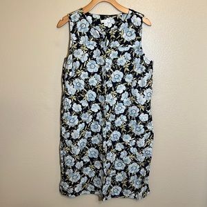 J. Jill Black and Blue Floral Midi Dress